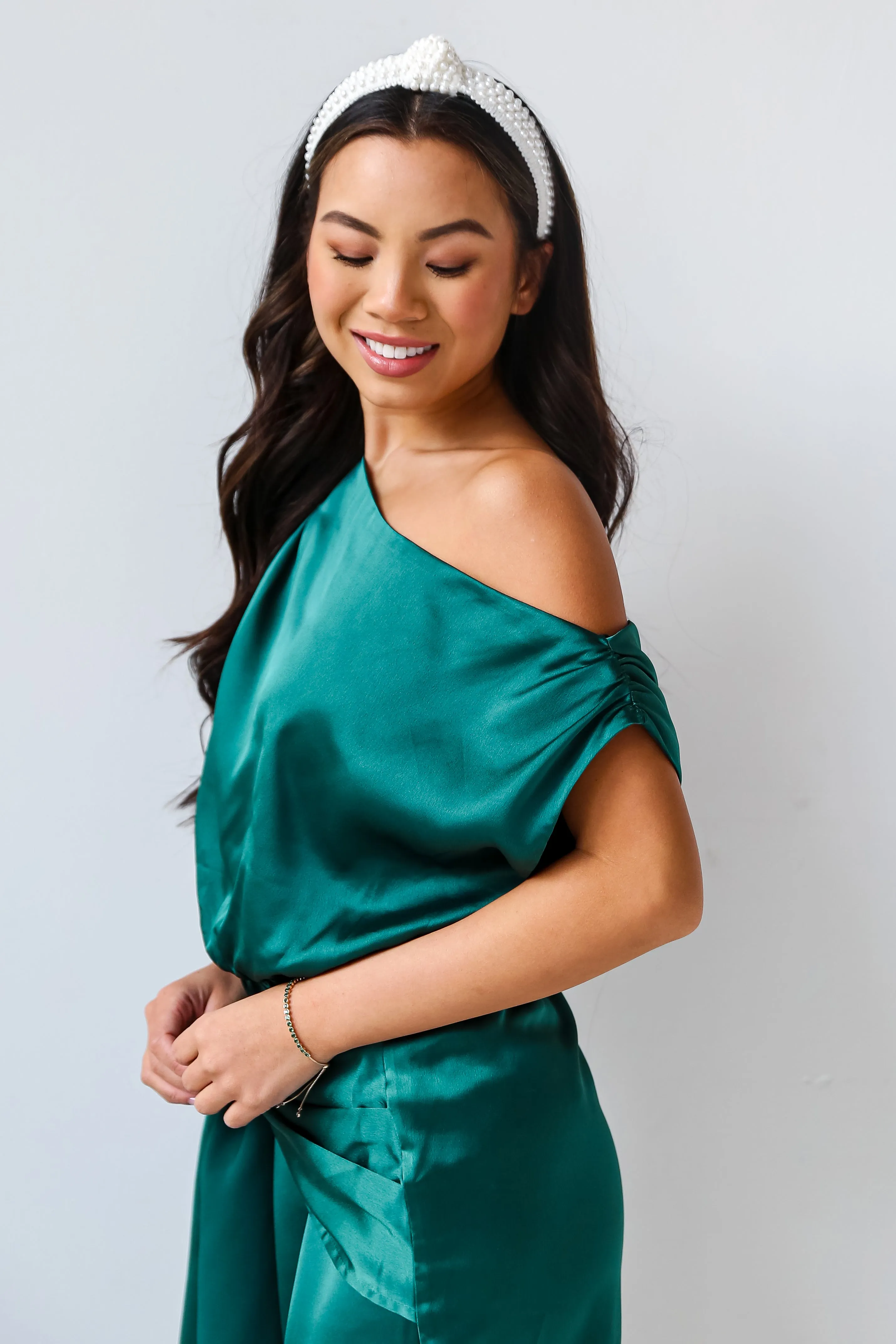 FINAL SALE - Extraordinary Vibe Hunter Green Satin Mini Dress