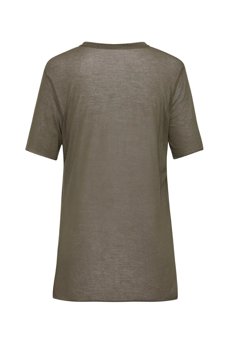 Fine Knit khaki Short Sleeve Top