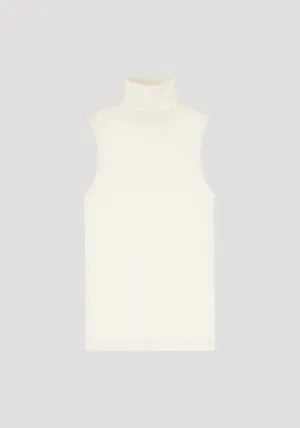 Fine merino sleeveless turtleneck | off-white