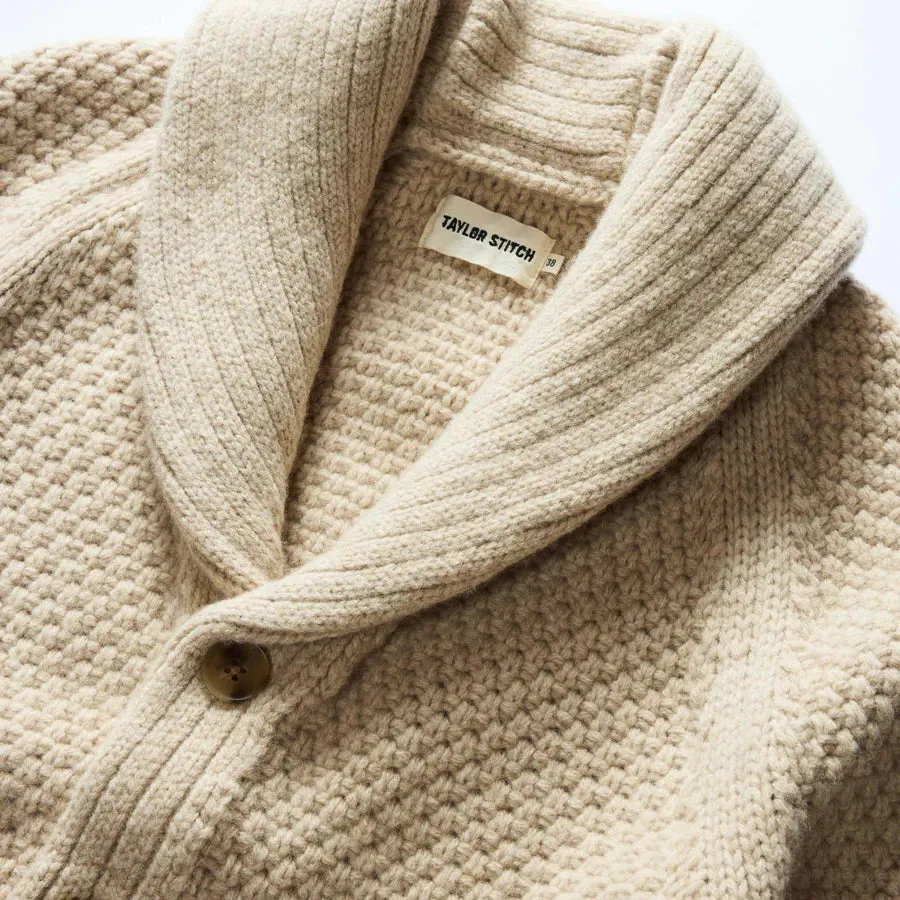 Fisherman Shawl Cardigan | Heather Oat Merino
