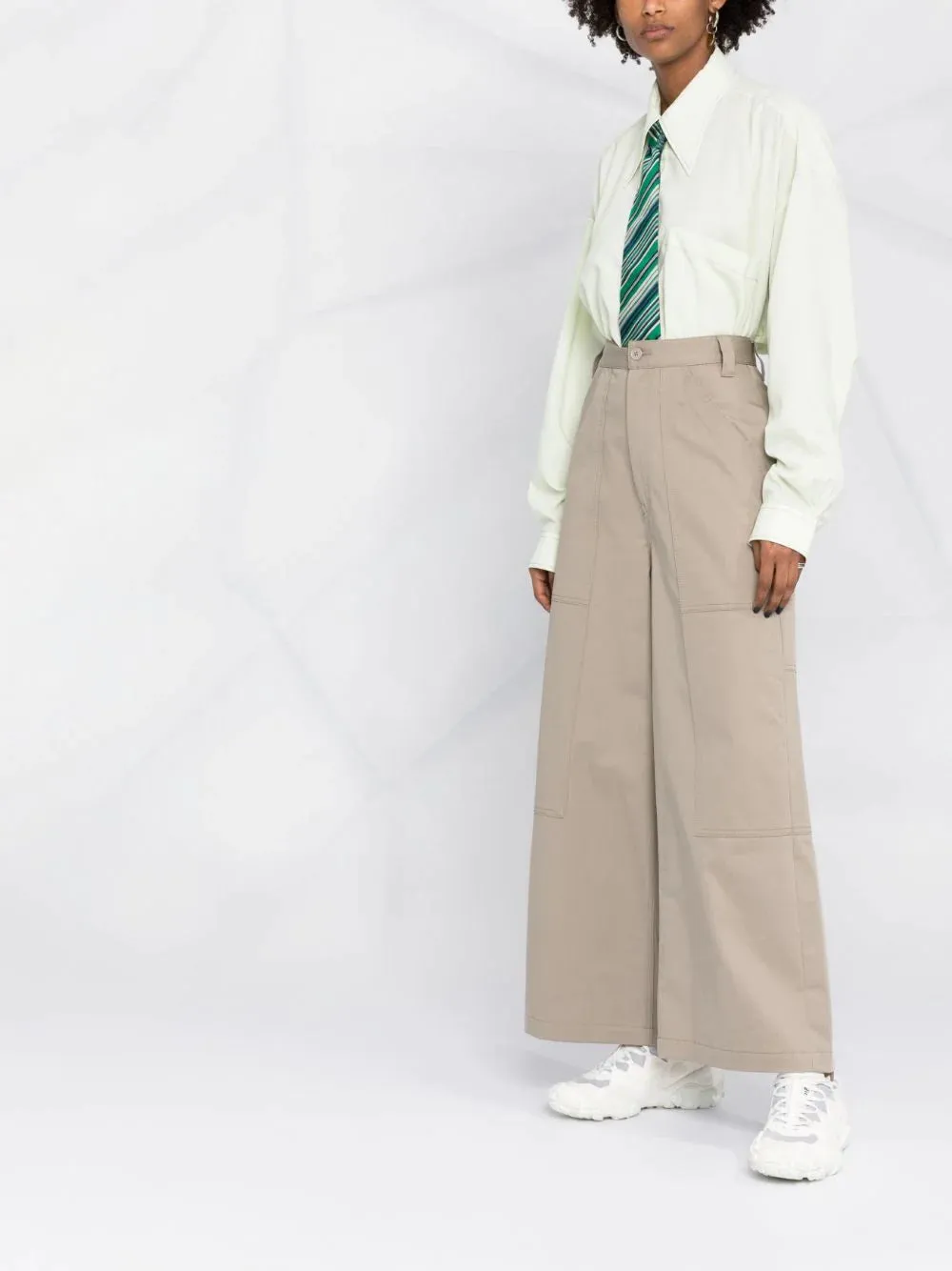 FIVE-POCKETS COTTON PALAZZA PANTS