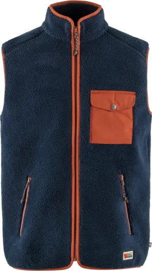 Fjällräven Men&#x27;s Vardag Pile Fleece Vest Navy-Autumn Leaf | Buy Fjällräven Men&#x27;s Vardag Pile Fleece Vest Navy-Autumn Leaf here | Outnorth