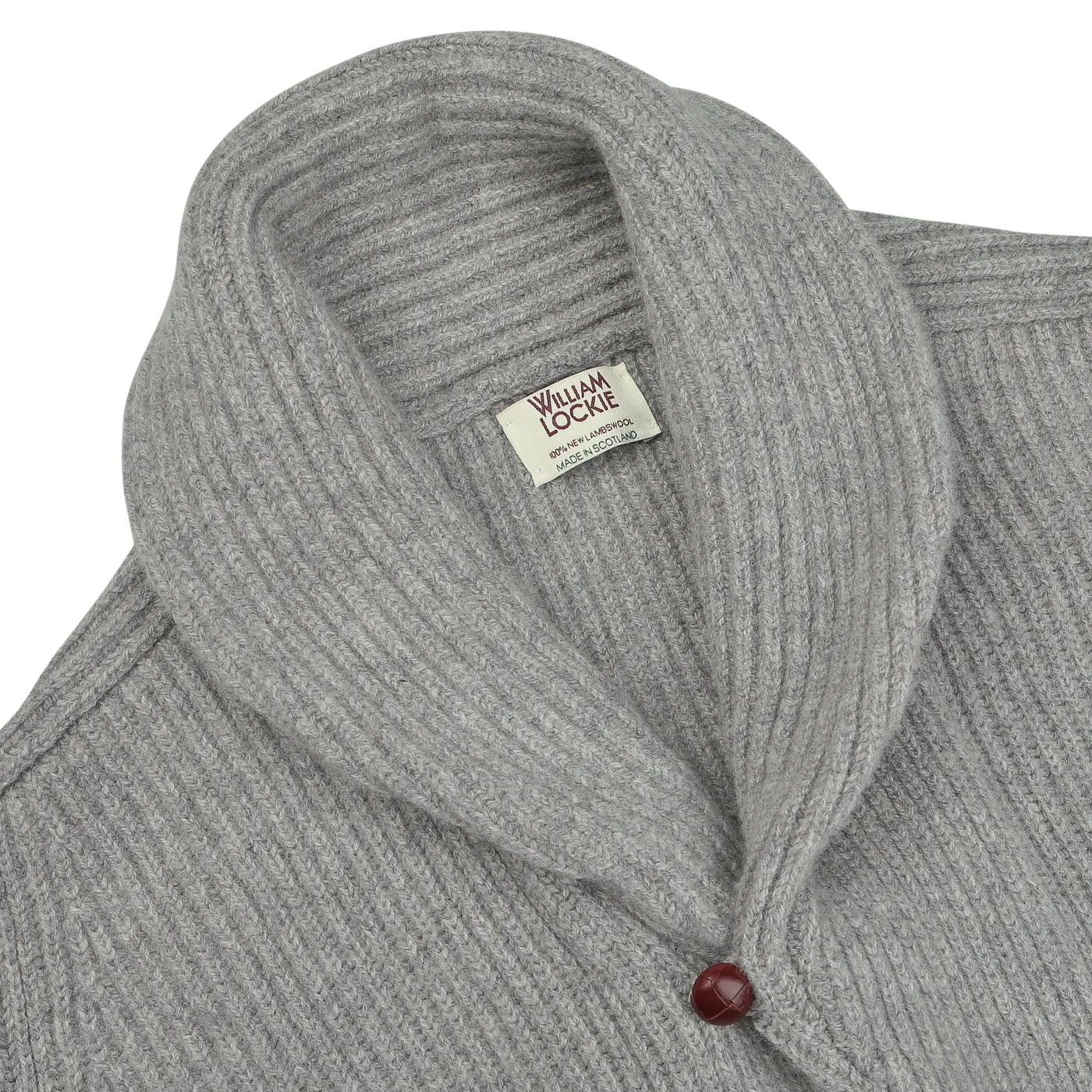 Flannel Grey Lambswool Shawl Collar Cardigan