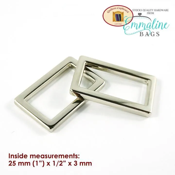 Flat Rectangle Rings - Nickel - 1" (25mm) 4 Pack