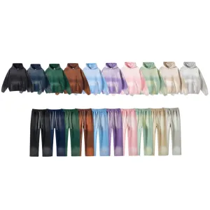 Fleece Lining Spray-dye Damage Oversize Hoodie & Fleece Lining Sweatpants WN9969