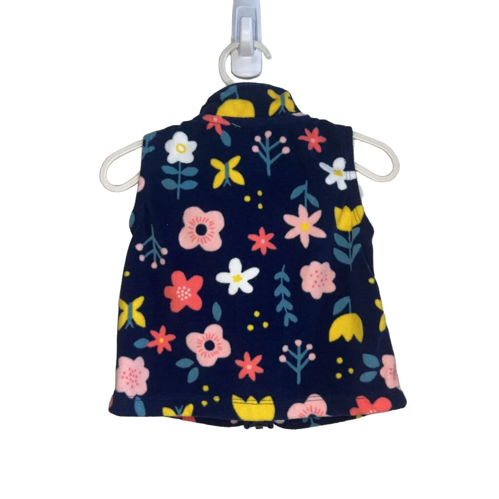 Fleece Zip UP Vest / Flowers