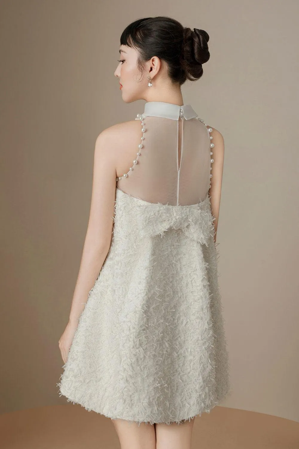 Fleur Trapezoid Sleeveless Tweed Mini Dress