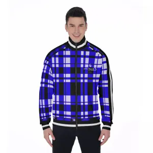 FLEXIN PLAID BLUE Men's Stand Collar Jacket