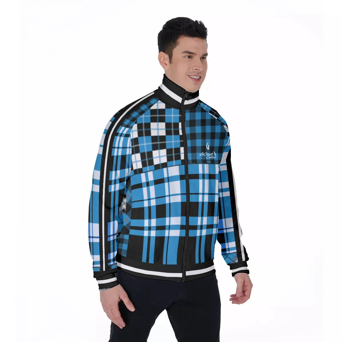 FLEXIN PLAID TRQSE Men's Stand Collar Jacket