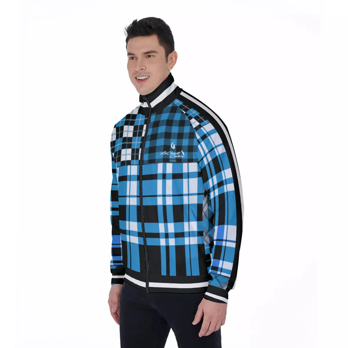 FLEXIN PLAID TRQSE Men's Stand Collar Jacket