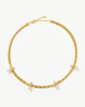 Floating Pearl Cobra Chain Choker | 18ct Gold Plated/Pearl