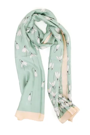 FLORA CHIFFON SCARF-GREEN
