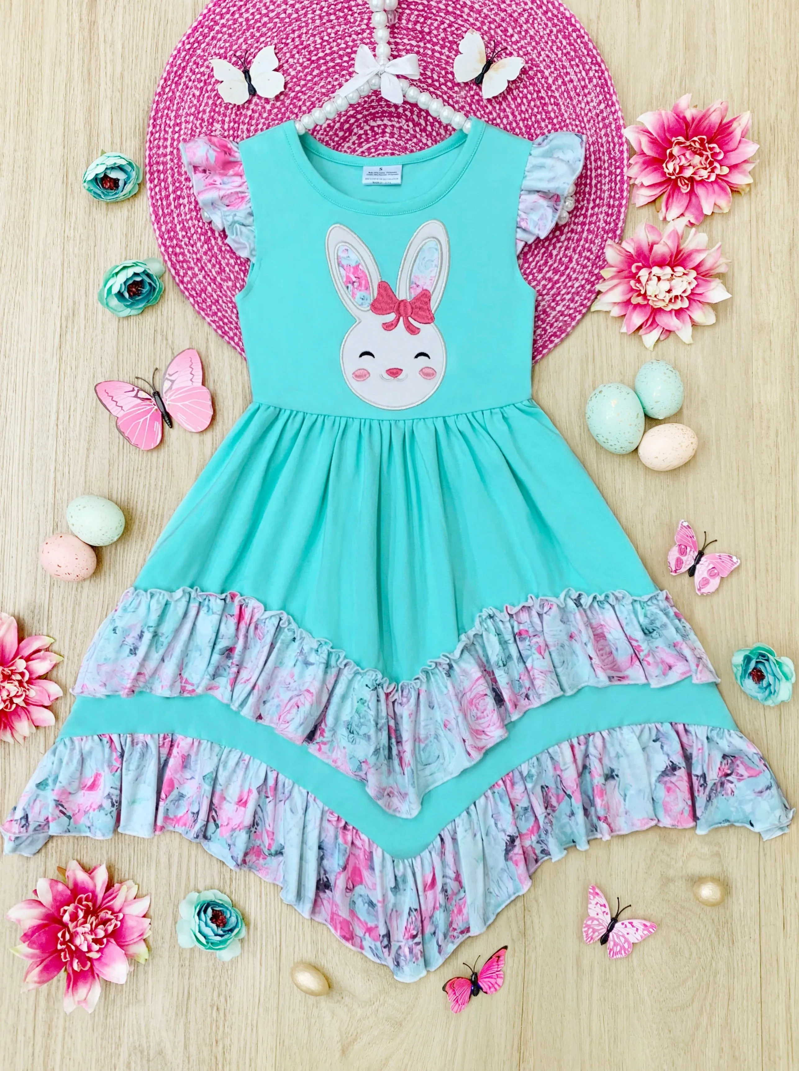 Floral Bunny Tiered Ruffle Dress