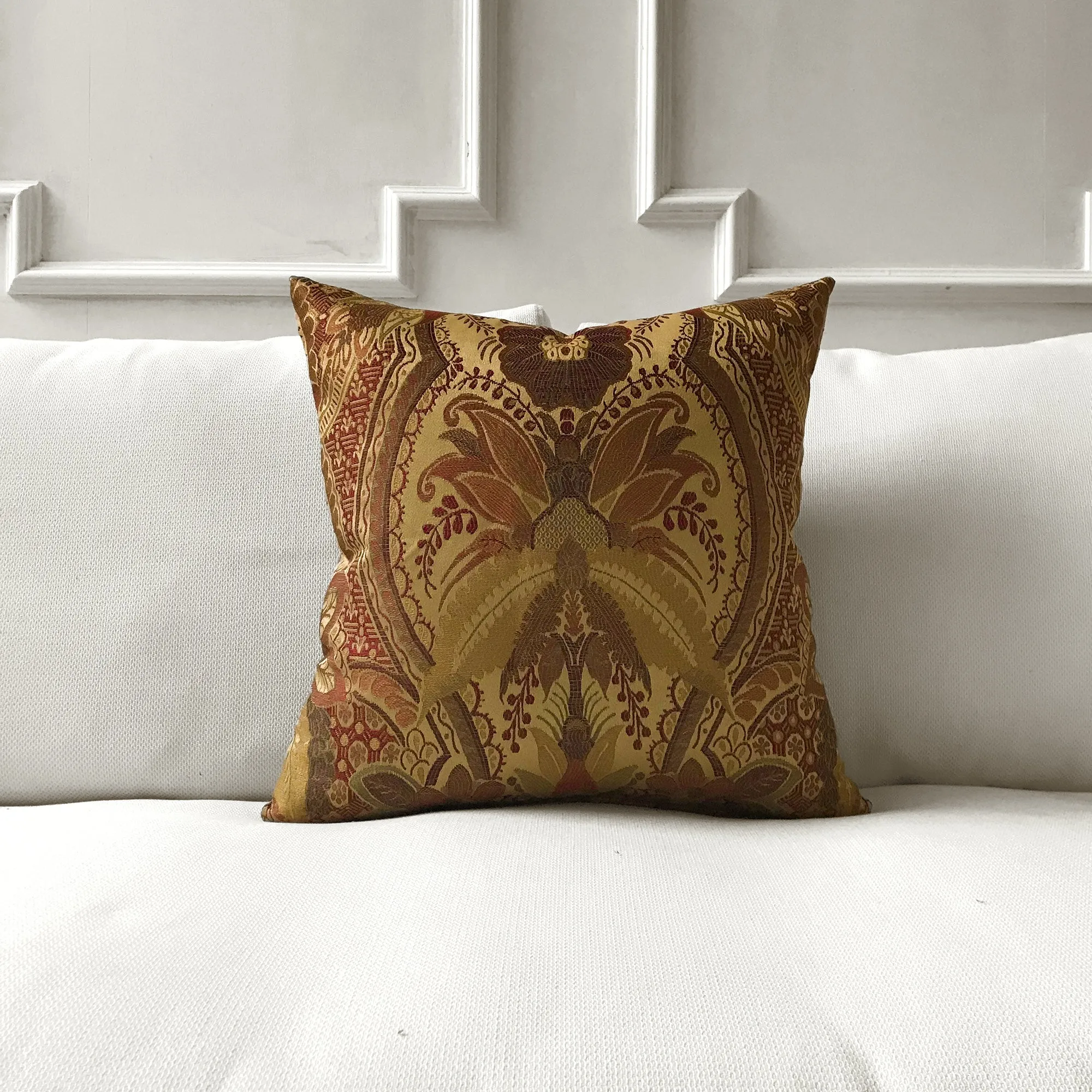 Floral Damask Woven Throw Pillow Cover 27x27