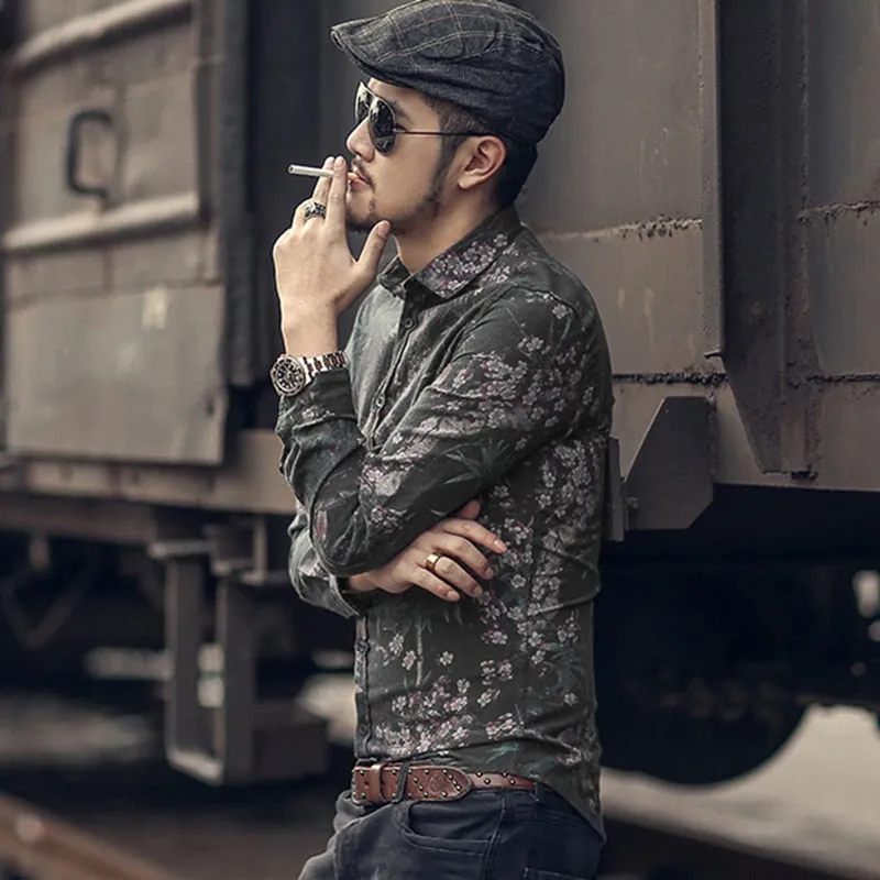 Floral Print Casual Cotton Long Sleeve Shirt #S2324