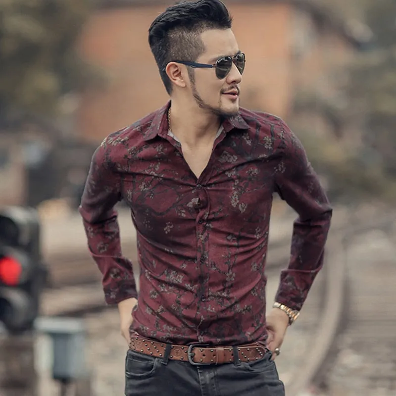 Floral Print Casual Cotton Long Sleeve Shirt #S2324
