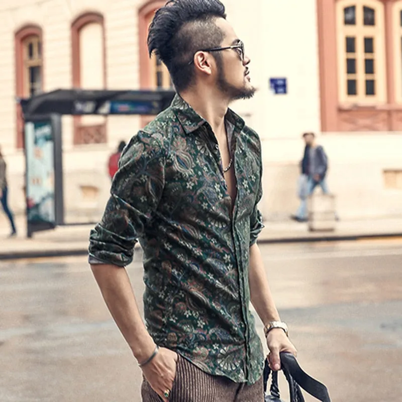 Floral Print Casual Cotton Long Sleeve Shirt #S2324
