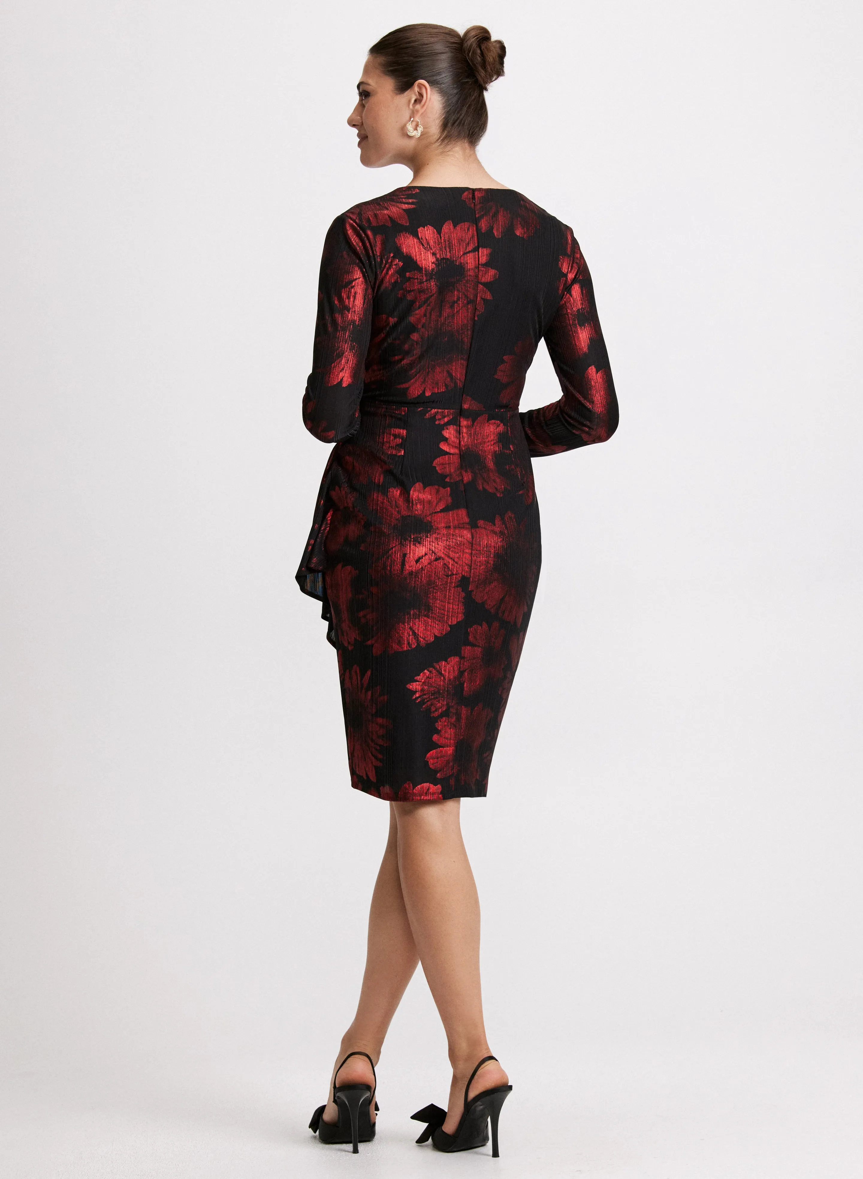 Floral Print Metallic Detail Dress
