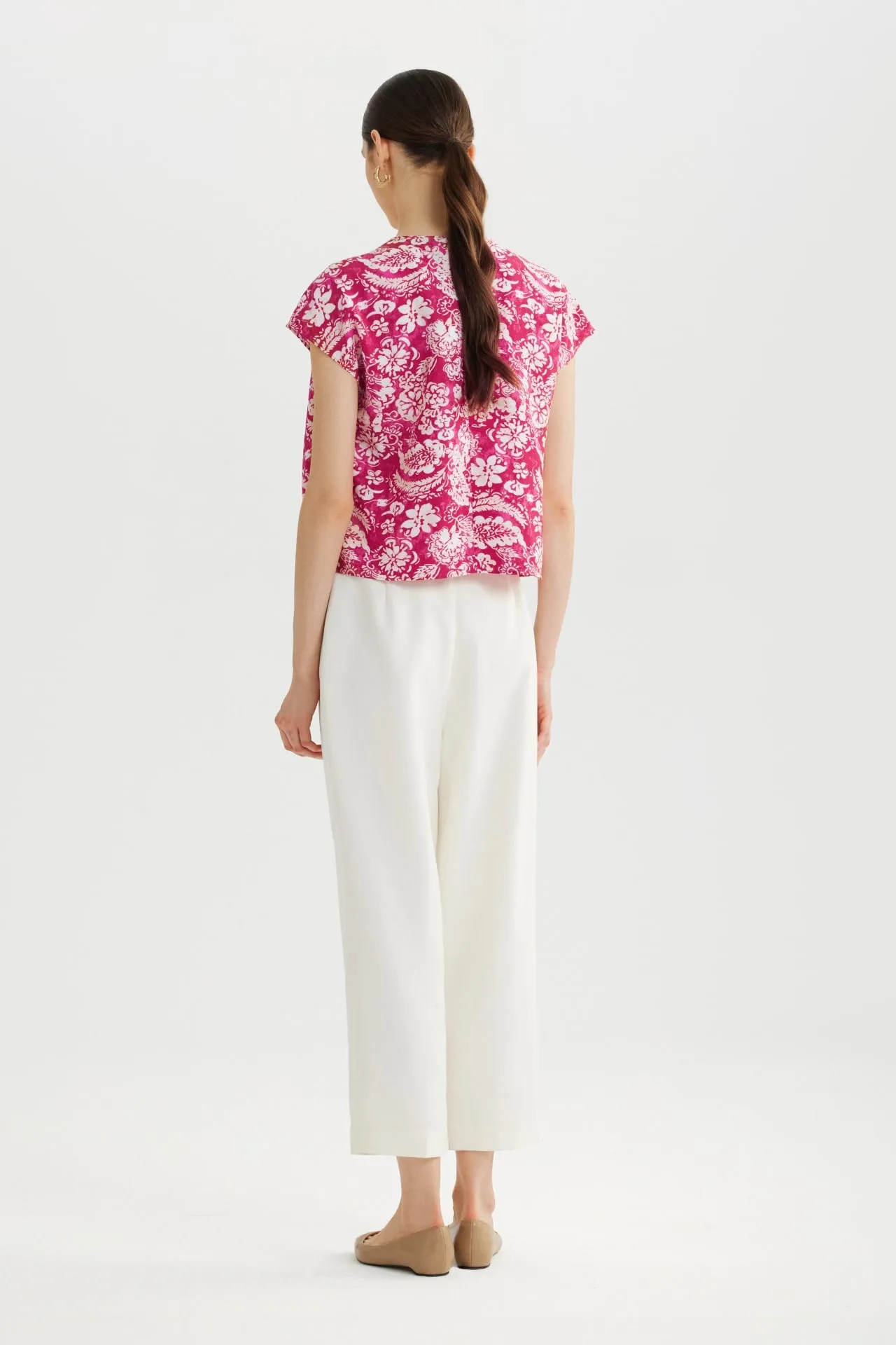 Floral Printed Mock Neck Blouse