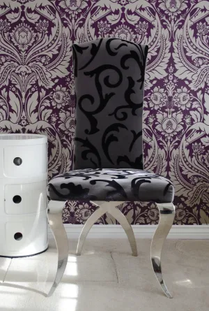 Floral Velvet Luxury Glamour Chrome Art Deco Shabby Chic Reception Wedding Dressing Dining Chair
