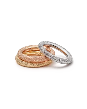 Florentine Finish Thick Ring Set Mix Gold