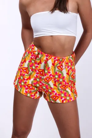 FLOWER EMBROIDERED SHORTS ELISA