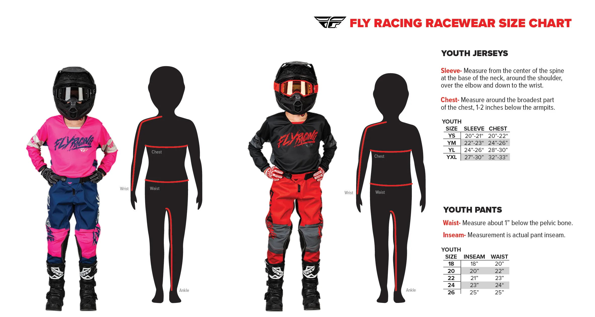 Fly Racing F-16 Youth Motocross Pants (Red/Black, UK Size:24)