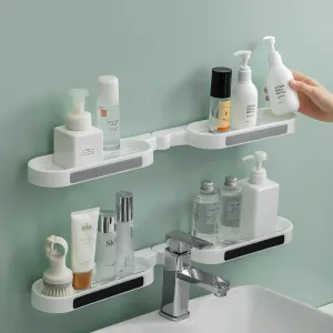 Foldable Bathroom Organizer - Rotating Storage - Grey/Black