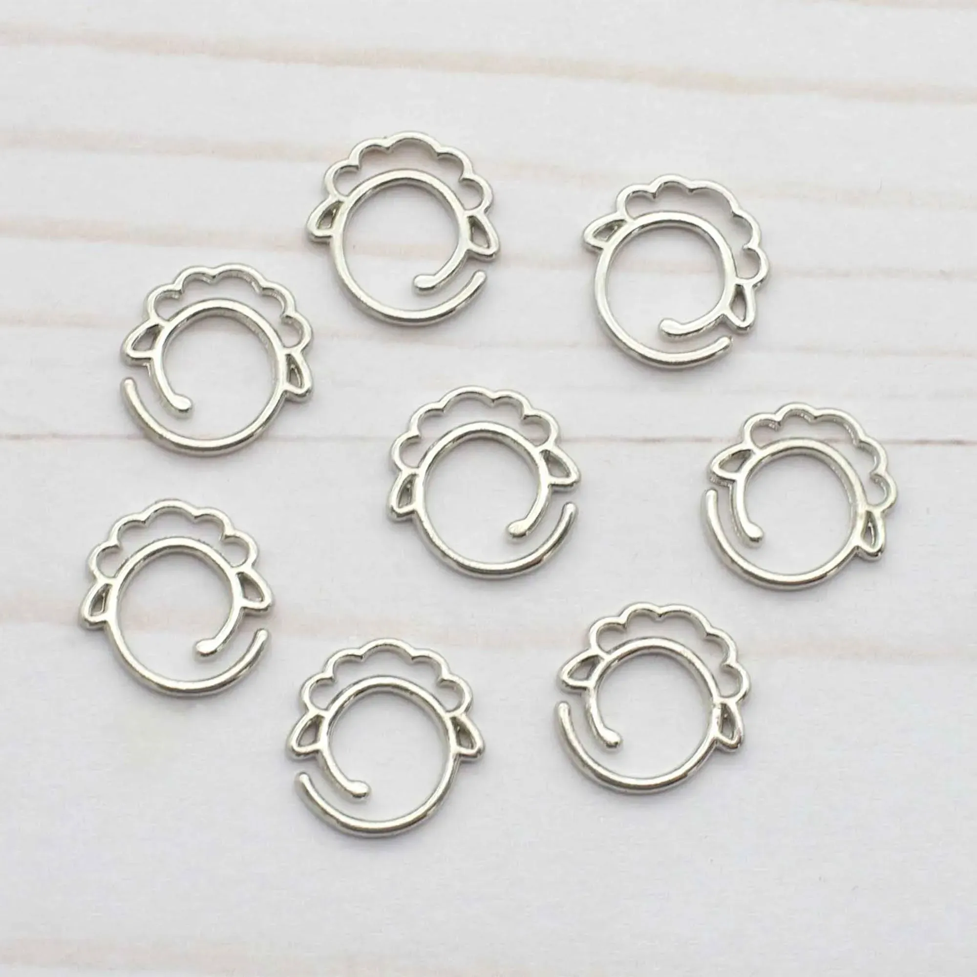 Fox & Pine Stitches Sheep Stitch Markers - Silver Sheep - Split Ring