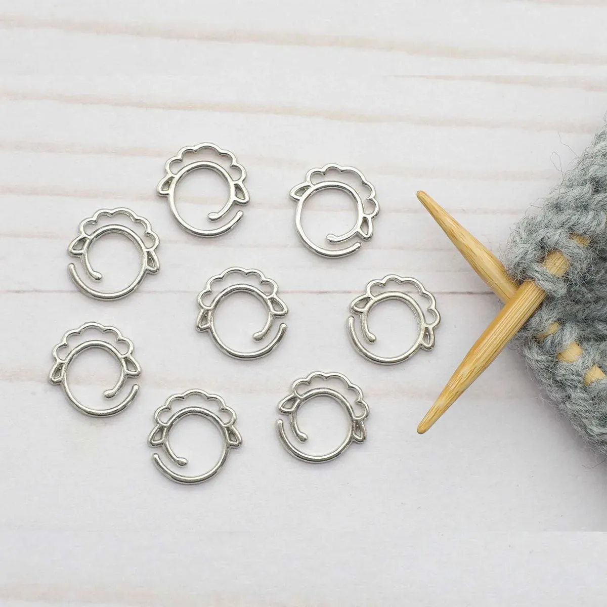 Fox & Pine Stitches Sheep Stitch Markers - Silver Sheep - Split Ring