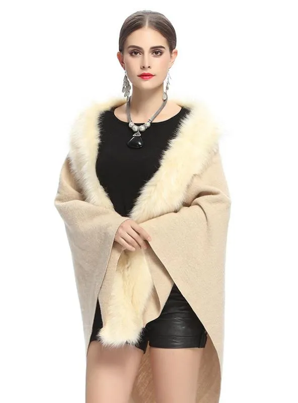 FOX LIKE BURRS THICKENED TRIANGULAR KNITTED SCARF SHAWL