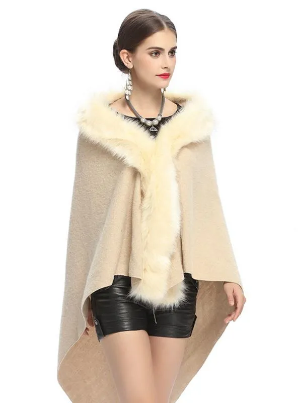 FOX LIKE BURRS THICKENED TRIANGULAR KNITTED SCARF SHAWL