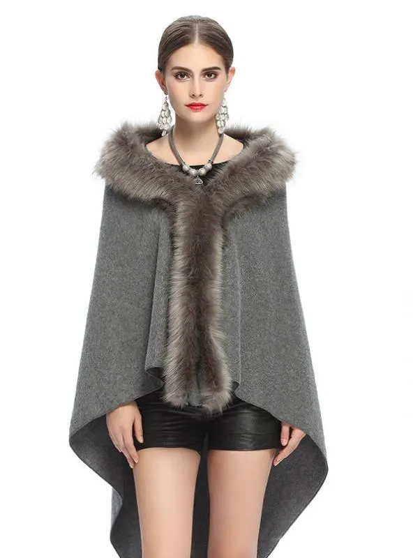 FOX LIKE BURRS THICKENED TRIANGULAR KNITTED SCARF SHAWL