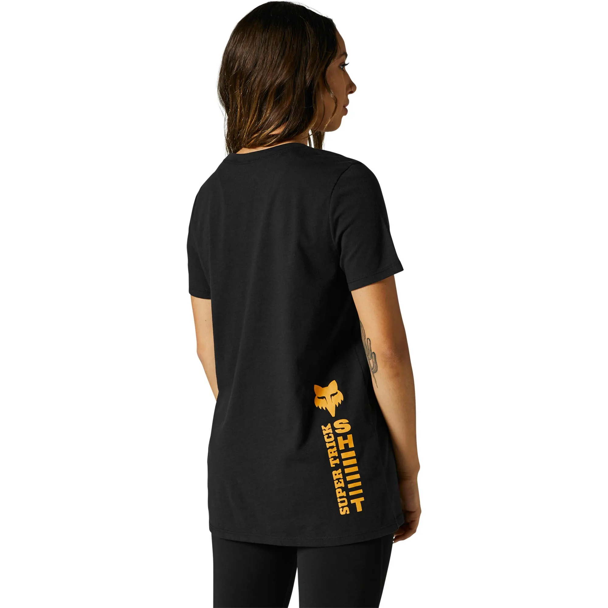 Fox Racing  Womens Black Super Trik Tee T-Shirt Short Sleeve Relaxed Fit