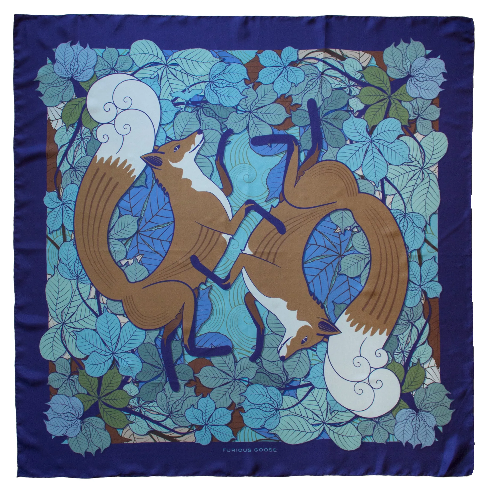 Foxes – Night, Large Silk Scarf