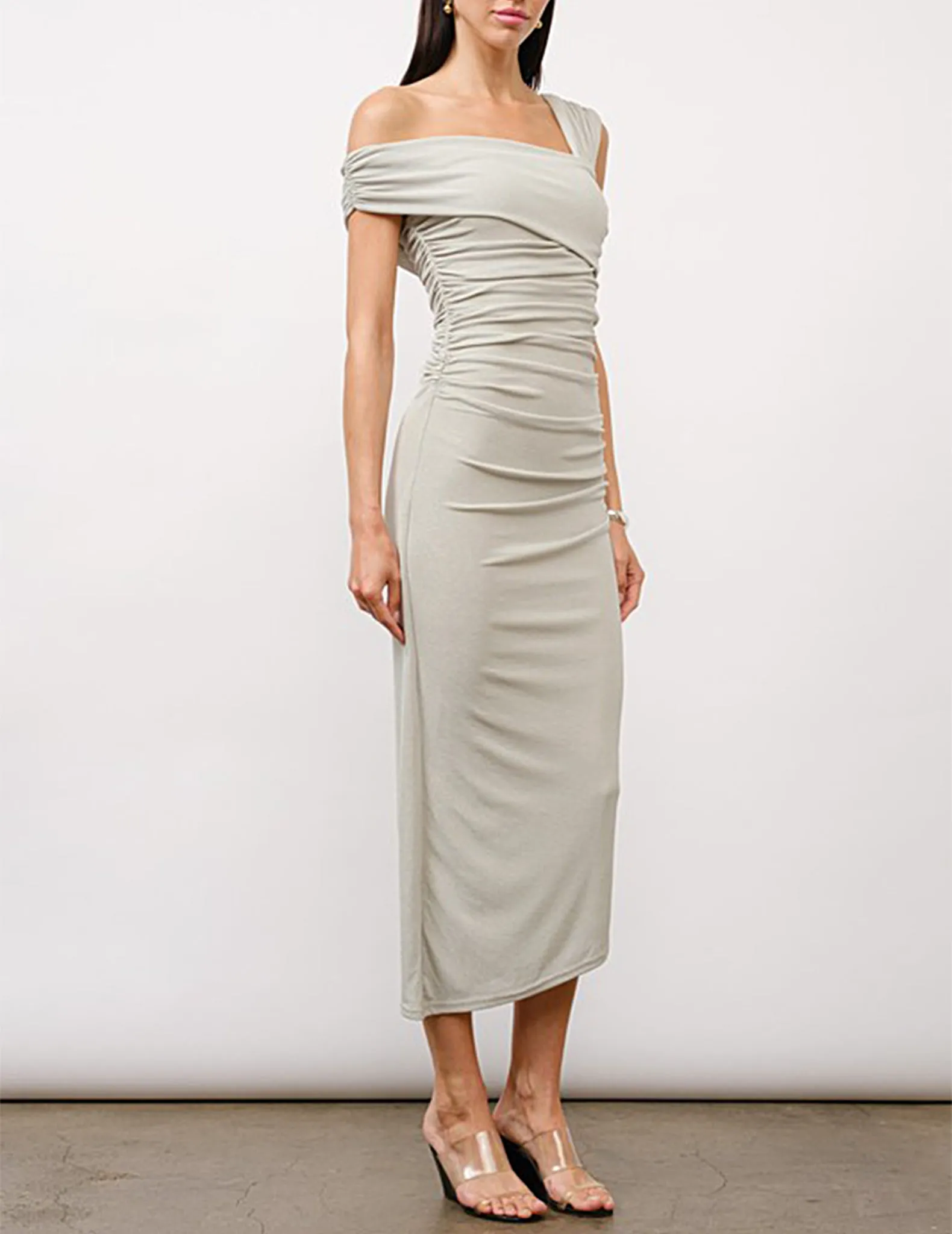 Francisca Asymmetrical One-Shoulder Midi Dress