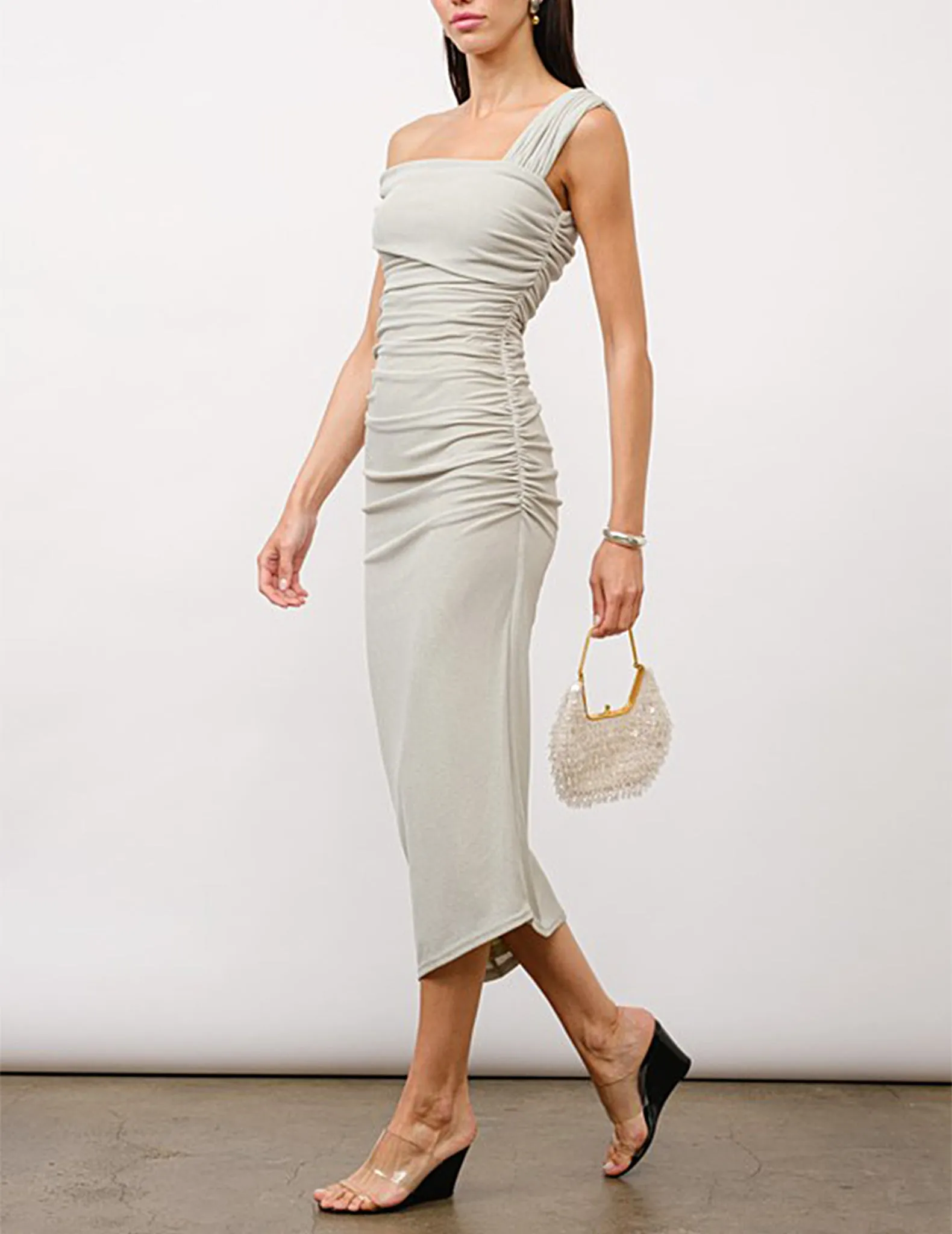 Francisca Asymmetrical One-Shoulder Midi Dress