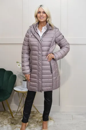 Frandsen Metallic Mauve Padded Coat With Drawstring-103 588 41