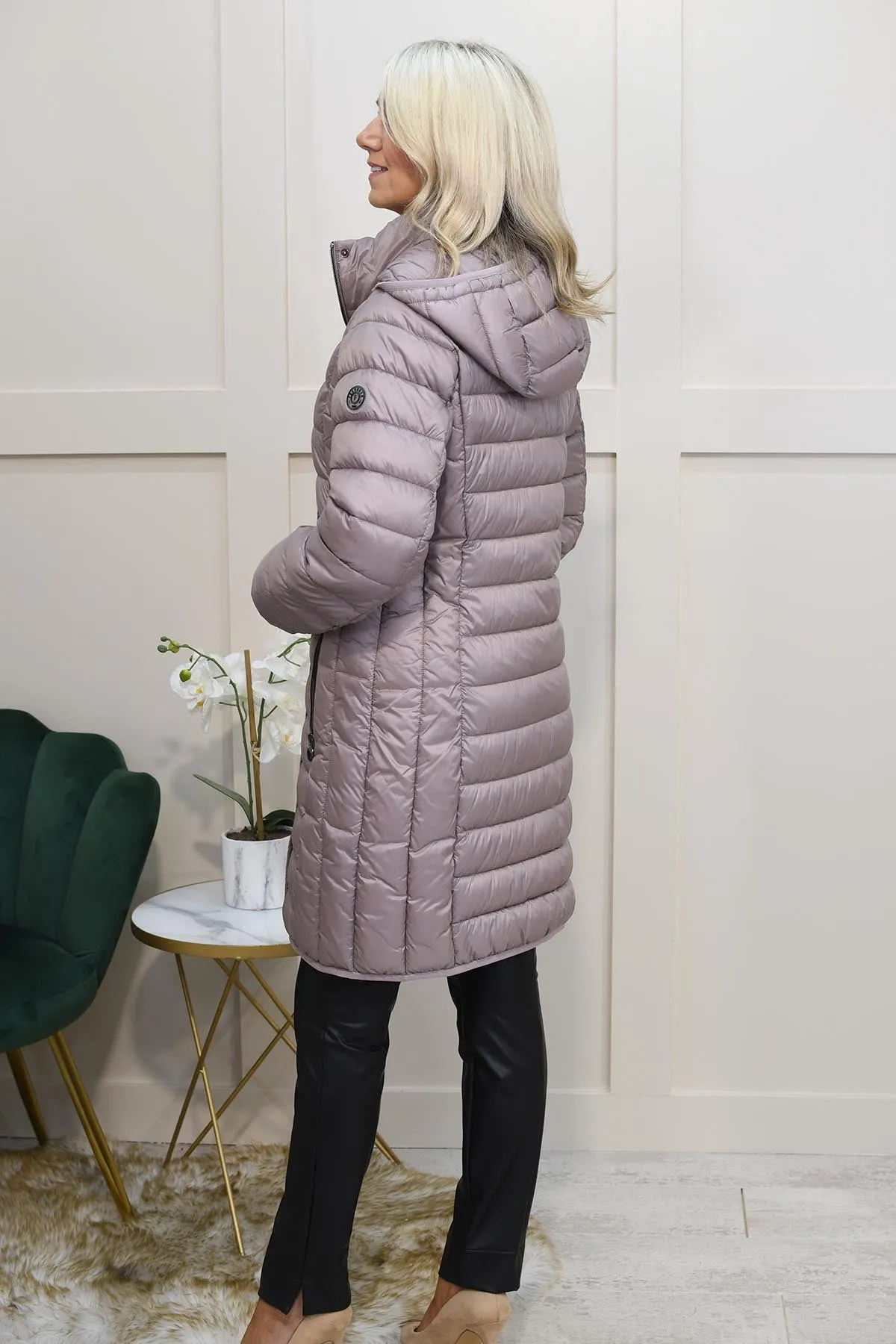 Frandsen Metallic Mauve Padded Coat With Drawstring-103 588 41