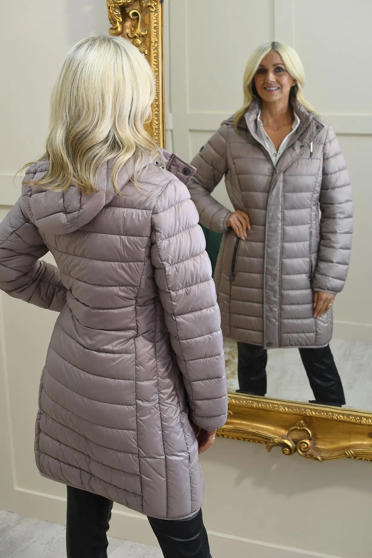 Frandsen Metallic Mauve Padded Coat With Drawstring-103 588 41