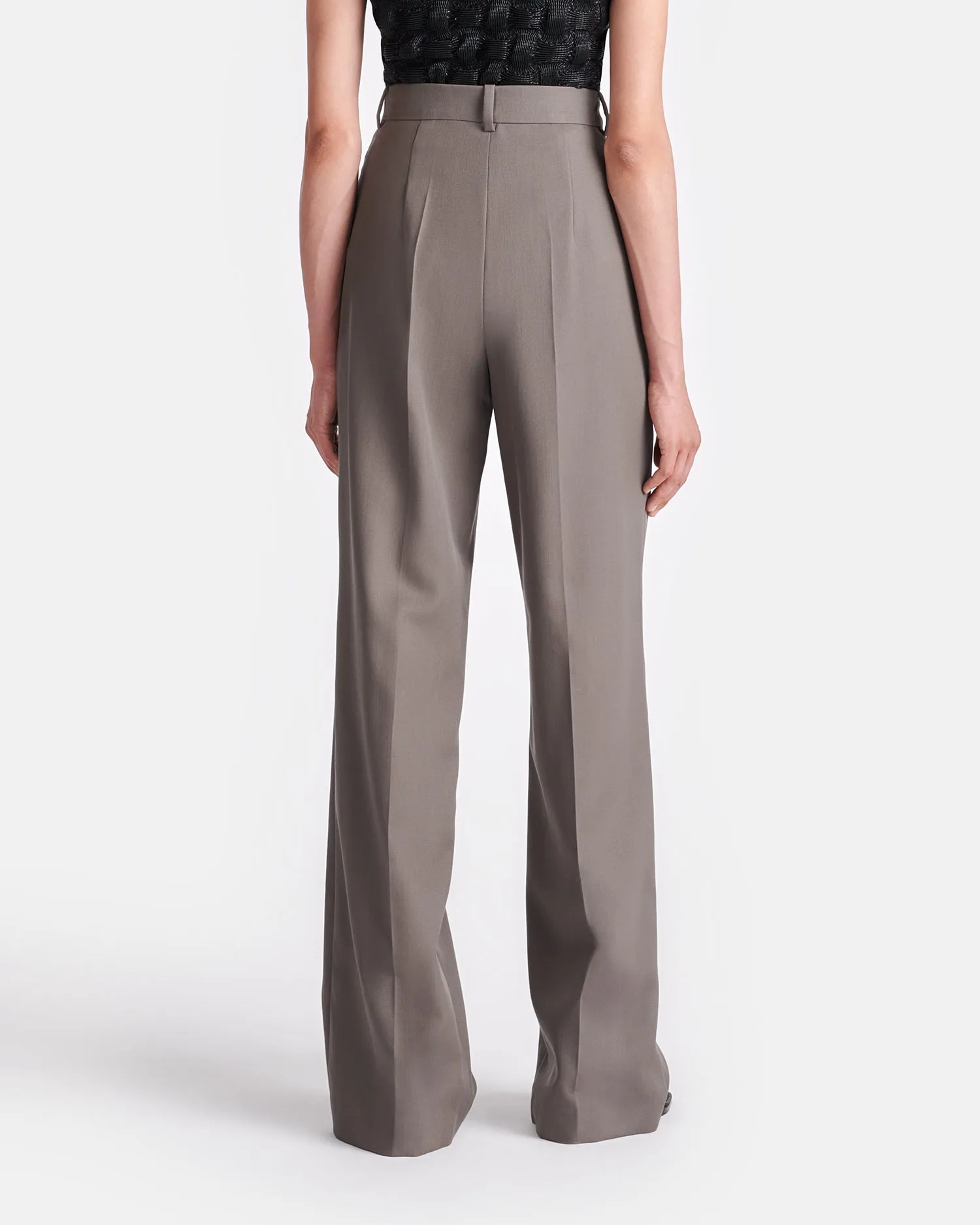 Franny - Twill Suiting Straight-Leg Pants - Gull Gray