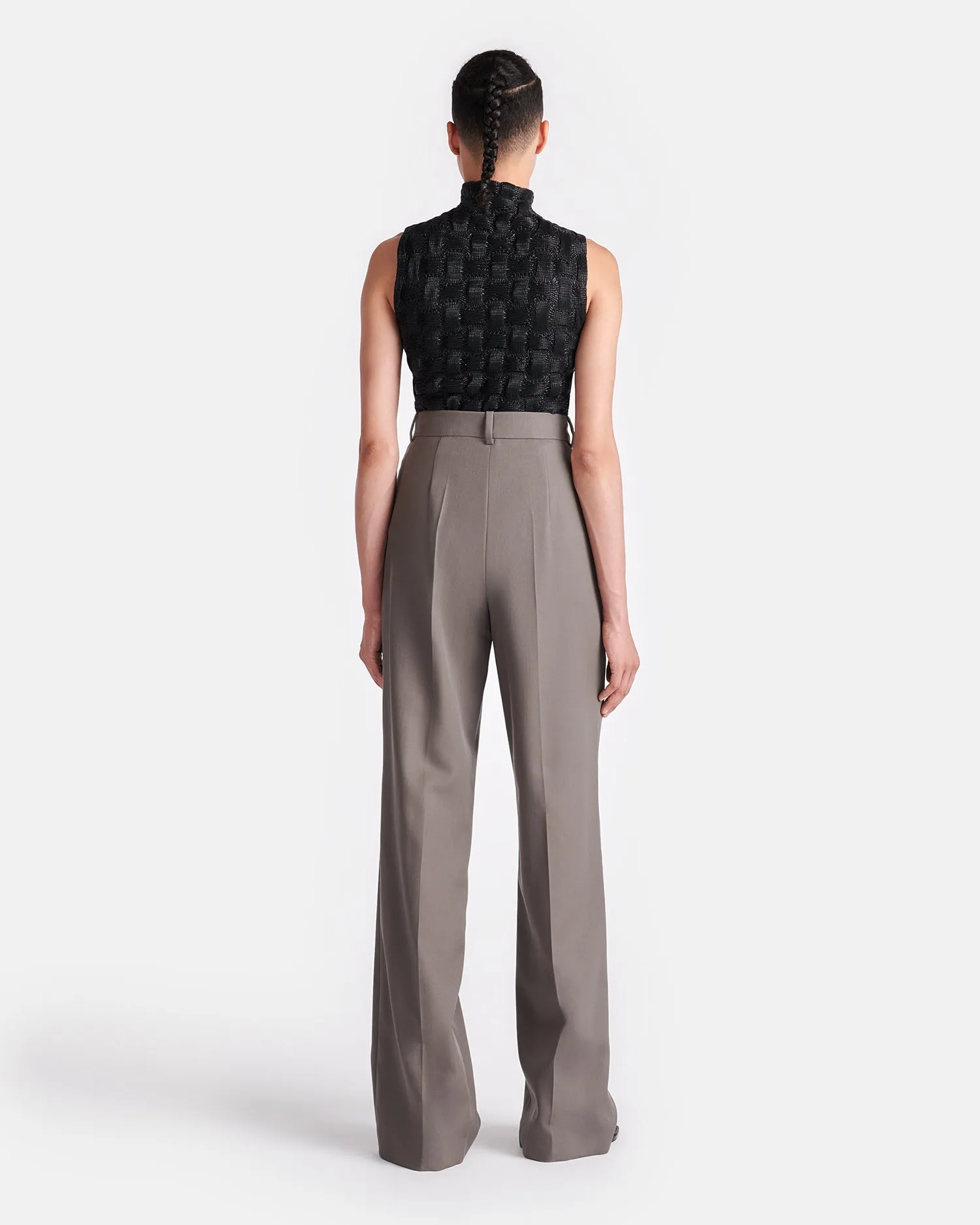 Franny - Twill Suiting Straight-Leg Pants - Gull Gray