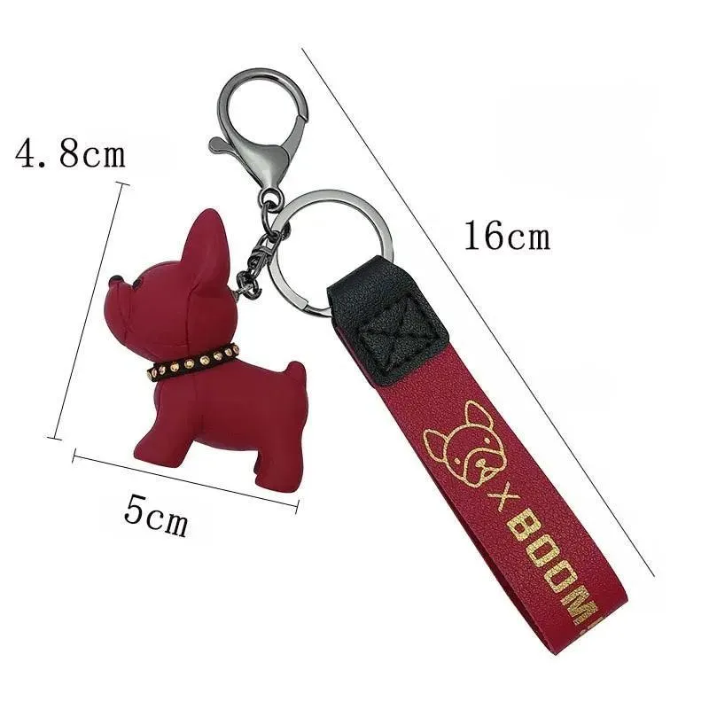 French Bulldog Leather Keychain: Stylish Accessory for Men and Women