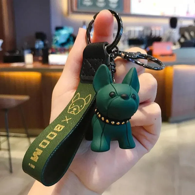French Bulldog Leather Keychain: Stylish Accessory for Men and Women