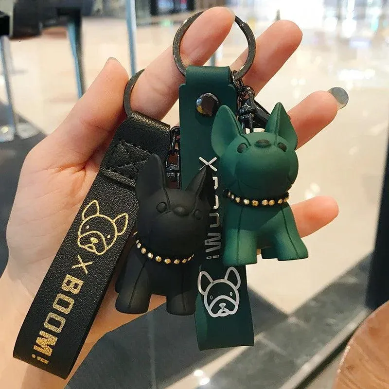 French Bulldog Leather Keychain: Stylish Accessory for Men and Women