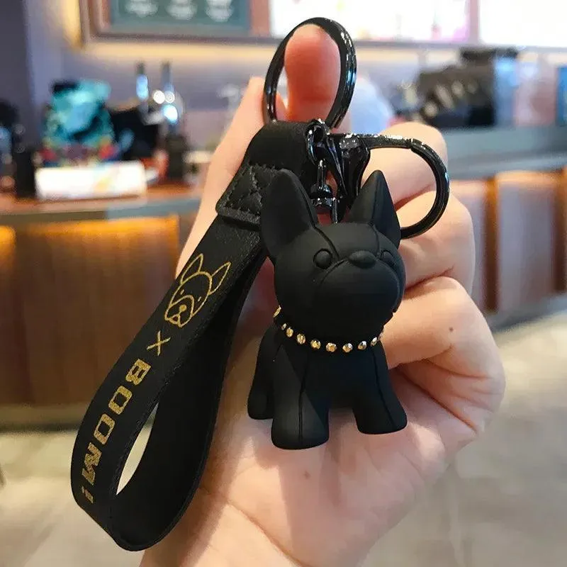 French Bulldog Leather Keychain: Stylish Accessory for Men and Women