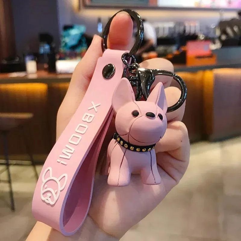 French Bulldog Leather Keychain: Stylish Accessory for Men and Women