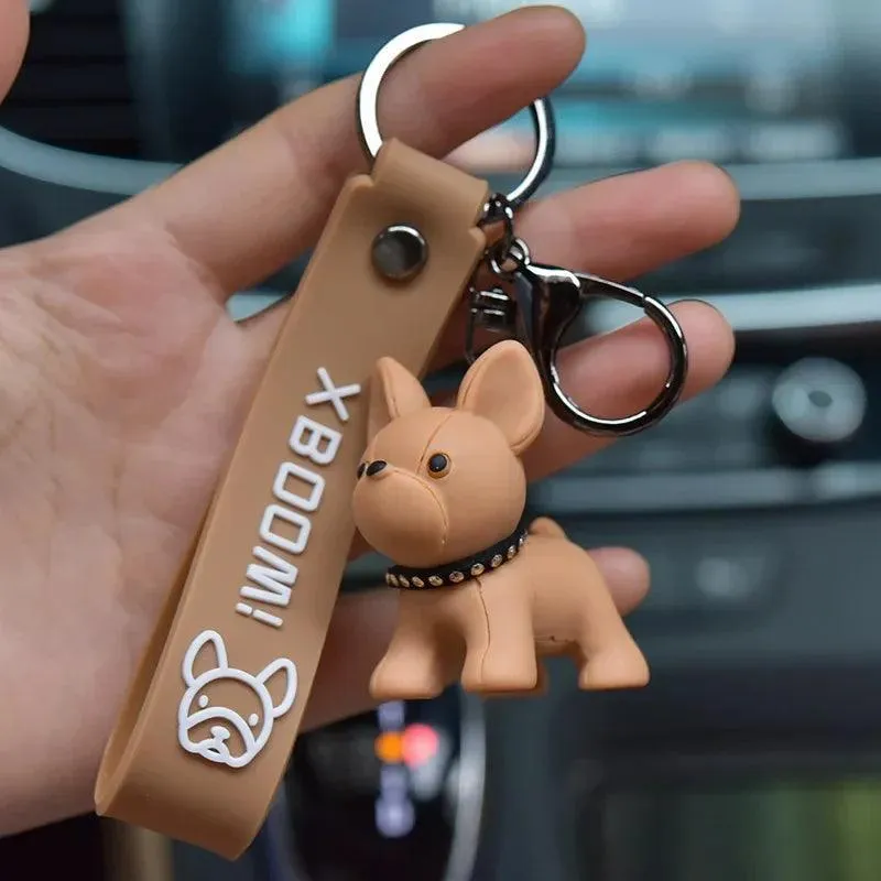 French Bulldog Leather Keychain: Stylish Accessory for Men and Women