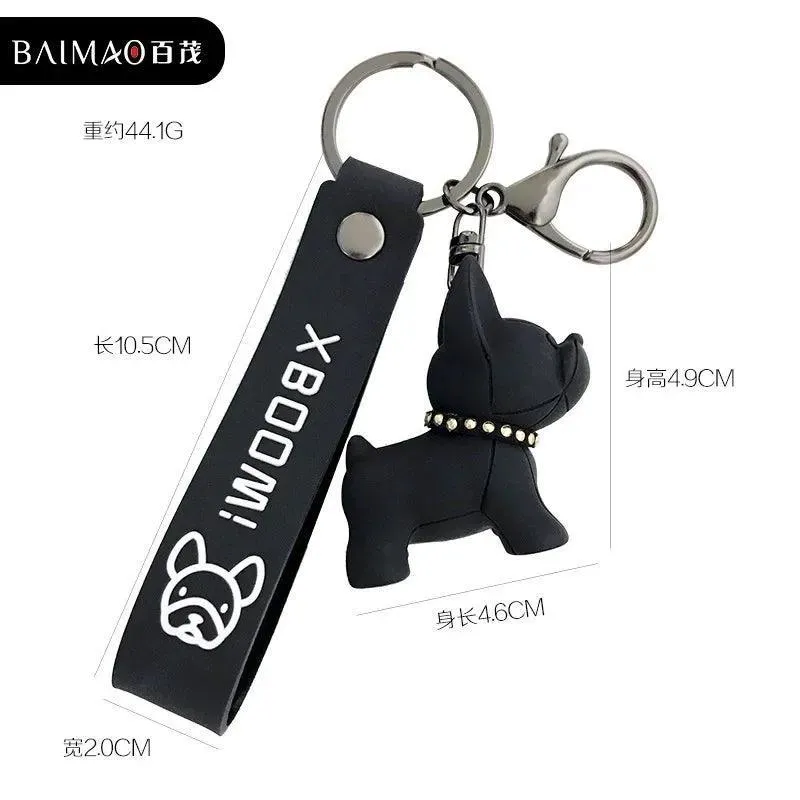 French Bulldog Leather Keychain: Stylish Accessory for Men and Women