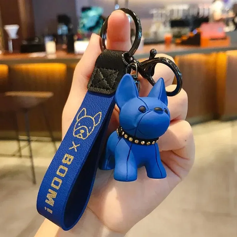 French Bulldog Leather Keychain: Stylish Accessory for Men and Women